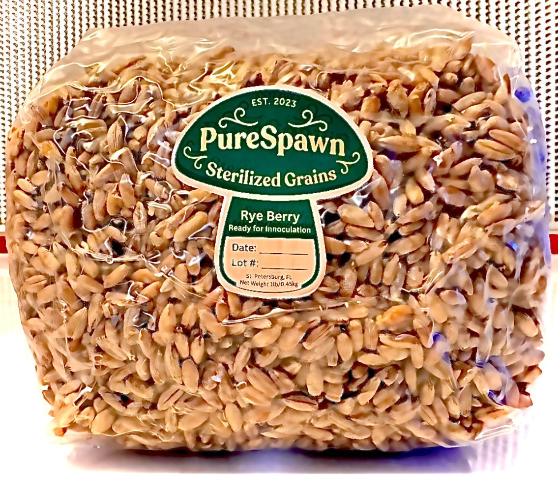Myco-Markdown:  Sterilized Rye Berry Spawn Bag - 1lb. Bag